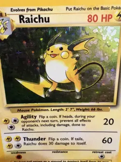 Raichu 14/102 Base Set Holo Rare Pokemon Card WOTC 1999 LP - Image 2