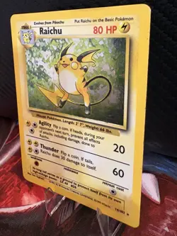 Raichu 14/102 Base Set Holo Rare Pokemon Card WOTC 1999 LP - Image 3