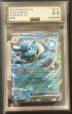 Pokemon SV 151 Blastoise EX 009/165 AGS Mint+ 9.5 Holo Ultra Rare 2023 - Image 1