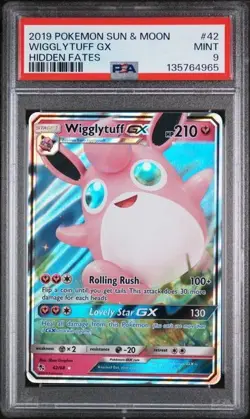 2019 POKEMON SUN & MOON HIDDEN FATES #42 WIGGLYTUFF GX PSA 9 - Image 1