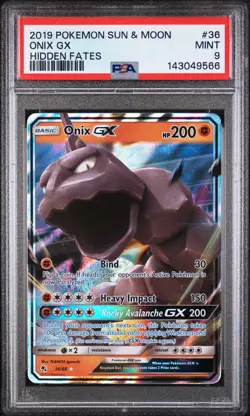 2019 POKEMON SUN & MOON HIDDEN FATES #36 ONIX GX PSA 9 - Image 1
