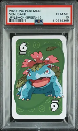 2020 UNO POKEMON JAPANESE BACK-GREEN-#6 VENUSAUR PSA 10 - Image 1