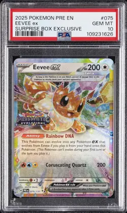 2025 POKEMON PRE EN-PRISMATIC EVOLUTIONS SURPRISE BOX EXCLUSIVE EEVEE EX PSA 10 - Image 1