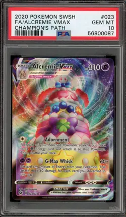 Pokemon Alcremie VMAX Champion's Path Full Art #023 PSA 10 Gem Mint - Image 1