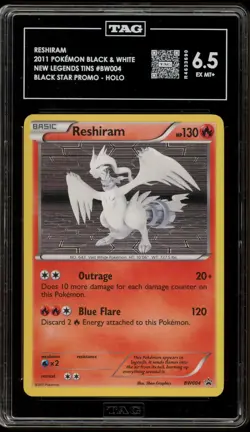 Pokemon Reshiram Black & White New Legends Tins Holo Promo BW004 TAG 6.5 - Image 1