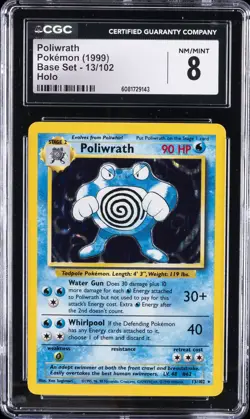 1999 POKEMON BASE SET HOLO #13/102 POLIWRATH CGC 8 - Image 1