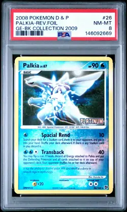 2008 POKEMON DIAMOND & PEARL GREAT ENCOUNTERS #26 PALKIA-REVERSE FOIL PSA 8 - Image 1