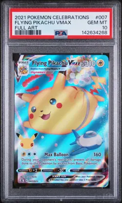 2021 POKEMON CELEBRATIONS #007 FULL ART/FLYING PIKACHU VMAX PSA 10 - Image 1