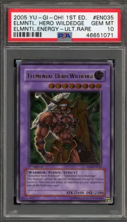 Yu-Gi-Oh! Elemental Hero Wildedge 1st Ed Ultimate Rare EEN-EN035 PSA 10 Gem Mint - Image 1