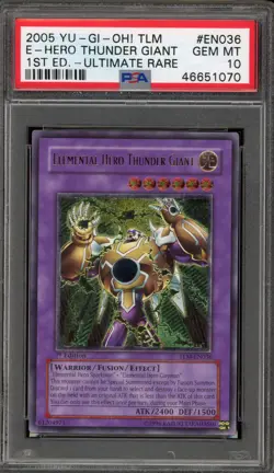 Yu-Gi-Oh! Elemental Hero Thunder Giant 1st Ed Ultimate Rare TLM-EN036 PSA 10 - Image 1