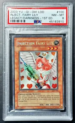 2003 Yugioh INJECTION FAIRY LILY 1st Edition LOD-100 Secret Rare PSA 8 NM-MT! - Image 1