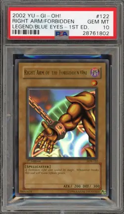 Yu-Gi-Oh! Right Arm of The Forbidden One Legend/Blue Eyes 1st Ed LOB-122 PSA 10 - Image 1