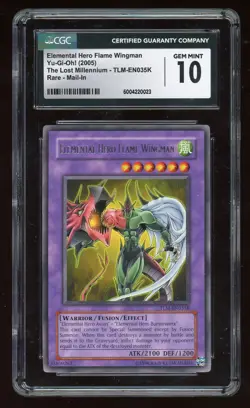2005 Yugioh Elemental Hero Flame Wingman TLM-EN035K Redemption Mail-In CGC 10 - Image 1