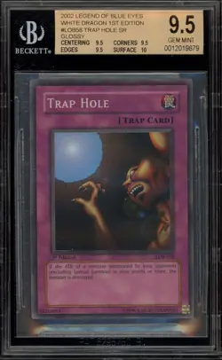 Yu-Gi-Oh! Trap Hole Legend of Blue Eyes 1st Edition Super Rare LOB-058 BGS 9.5 - Image 1
