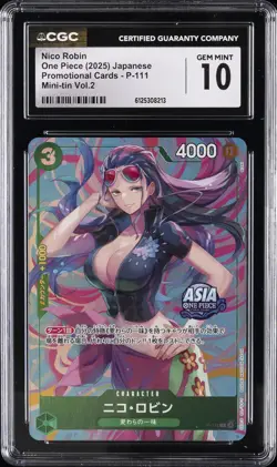 2025 ONE PIECE JPN PROMO CARDS MINI-TIN VOL.2 NICO ROBIN CGC 10 GEM MINT - Image 1
