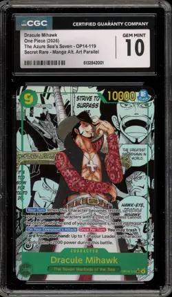 One Piece CCG Dracule Mihawk Manga Alternate Art OP14-119 CGC 10 Gem Mint - Image 1