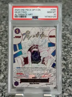 2025 ONE PIECE GEAR TWO RARE ALTERNATE ART #OP11-080 PSA 10 GEM MINT ENGLISH - Image 1