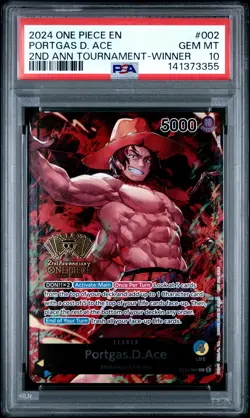 2024 ONE PIECE PROMOS 2ND ANV TOURNAMENT-WINNER #002 PORTGAS D. ACE PSA 10 - Image 1
