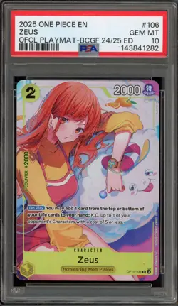 One Piece CCG Zeus Official Playmat BCGF 24/25 Ed OP11-106 PSA 10 Gem Mint - Image 1