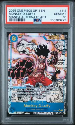 2025 ONE PIECE MANGA ALTERNATE ART OP11-118 MONKEY D. LUFFY PSA 10 - Image 1