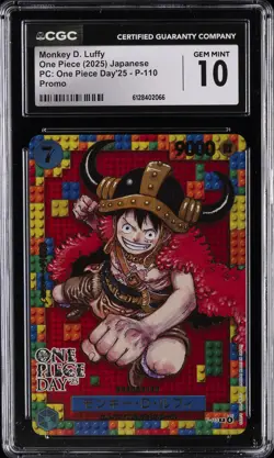 2025 ONE PIECE JPN PC ONE PIECE DAY 25 PROMO MONKEY D. LUFFY CGC 10 GEM MINT - Image 1