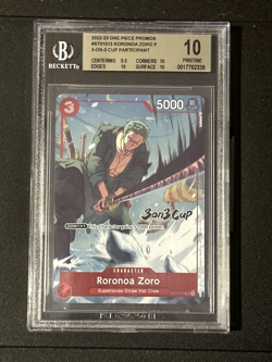 BGS 10 ⭐ RORONOA ZORO #013 (ST01-013) 3 ON 3 CUP-TOP PRIZE 2023 ONE PIECE PROMO - Image 1