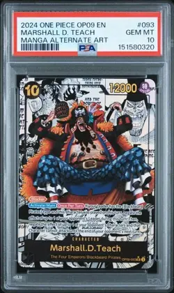 2024 ONE PIECE EMPERORS IN THE NEW WORLD MANGA ALT ART MARSHALL D. TEACH PSA 10 - Image 1
