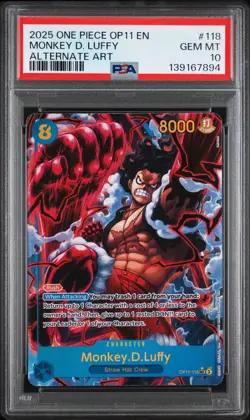 2025 One Piece Monkey D. Luffy Alternate Art Secret Rare OP11-118 PSA 10 - Image 1