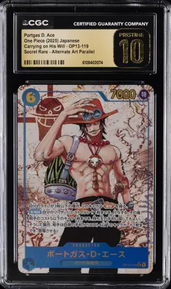 2025 ONE PIECE JAPANESE #OP13-119 PORTGAS D ACE CGC 10 PRISTINE - Image 1