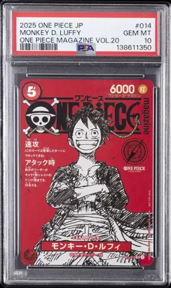 2025 ONE PIECE JPN PROMOS ONE PIECE MAGAZINE VOL.20 #014 MONKEY D. LUFFY PSA 10 - Image 1