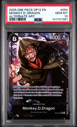 2025 ONE PIECE OP12-LEGACY OF THE MASTER ALTERNATE ART MONKEY D. DRAGON PSA 10 - Image 1