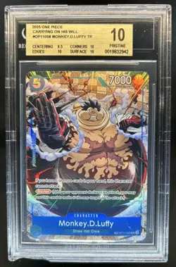 2025 One Piece Carrying on his Will Monkey D. Luffy TR #OP11058 BGS 10 Pristine - Image 1