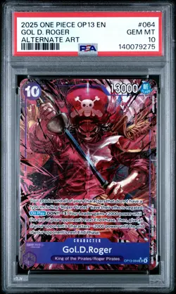 2025 ONE PIECE OP13-CARRYING ON HIS WILL ALTERNATE ART #064 GOL D. ROGER PSA 10 - Image 1