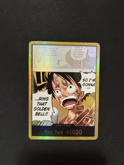 One Piece TCG GOLD Don!! Ring That Golden Bell Gold Foil Monkey D. Luffy OP15 - Image 1