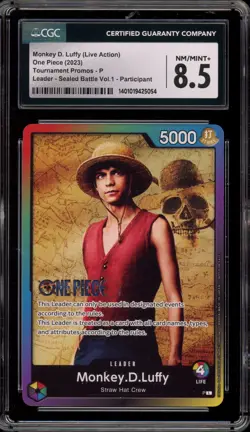 One Piece CCG Monkey.D.Luffy Sealed Battle Vol. 1 Participation Promo P CGC 8.5 - Image 1