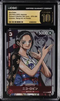 2022 ONE PIECE JPN MANGA ALT ART #ST01-008 NICO ROBIN CGC 10 PRISTINE - Image 1