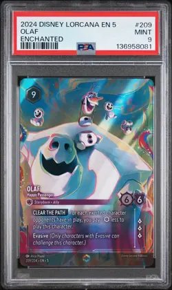 2024 DISNEY LORCANA EN 5-SHIMMERING SKIES ENCHANTED OLAF - HAPPY PASSENGER PSA 9 - Image 1