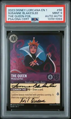 2023 DISNEY LORCANA FOIL #56 THE QUEEN SUSANNE BLAKESLEE PSA 9 AUTO AUTHENTIC - Image 1