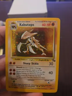 Pokemon TCG Kabutops Holo Rare Unlimited Card 9/62 Fossil LP - Image 1