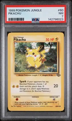 1999 Pokemon Jungle #60 PIKACHU 60/64 Pokemon Card PSA 7 - Image 1