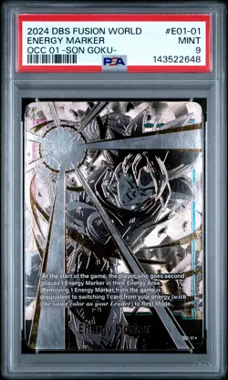 2024 DRAGON BALL SUPER OFFICIAL CARD CASE 01 -SON GOKU ENERGY MARKER PSA 9 - Image 1