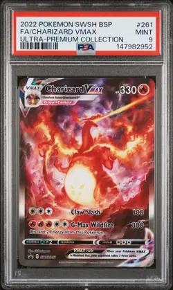 2022 POKEMON SWSH BLACK STAR PROMO #261 FULL ART/CHARIZARD VMAX PSA 9 - Image 1