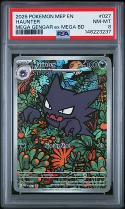 2025 POKEMON MEP EN-ME BLACK STAR PROMO #027 HAUNTER PSA 8 - Image 1