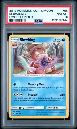 2018 POKEMON SUN & MOON LOST THUNDER #55 SLOWKING PSA 8 - Image 1