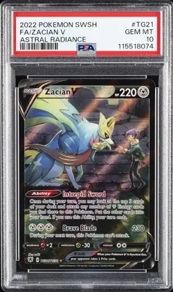 2022 POKEMON SWORD & SHIELD ASTRAL RADIANCE #TG21 FULL ART/ZACIAN V PSA 10 - Image 1