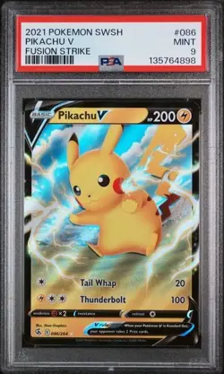 2021 POKEMON SWORD & SHIELD FUSION STRIKE #086 PIKACHU V PSA 9 - Image 1