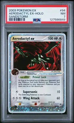 2003 POKEMON EX SANDSTORM #94 AERODACTYL EX-HOLO PSA 7 - Image 1