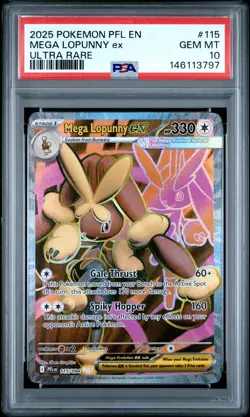2025 POKEMON PFL EN-PHANTASMAL FLAMES ULTRA RARE #115 MEGA LOPUNNY EX PSA 10 - Image 1