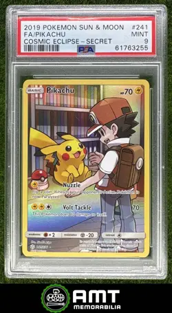 Pikachu PSA 9 2019 Pokemon Sun & Moon Cosmic Eclipse Secret #241/236 3255 - Image 1
