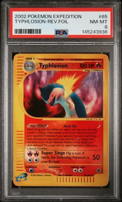 2002 POKEMON EXPEDITION #65 TYPHLOSION-REVERSE FOIL PSA 8 - Image 1
